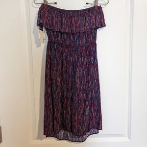 Aqua multi color strapless dress